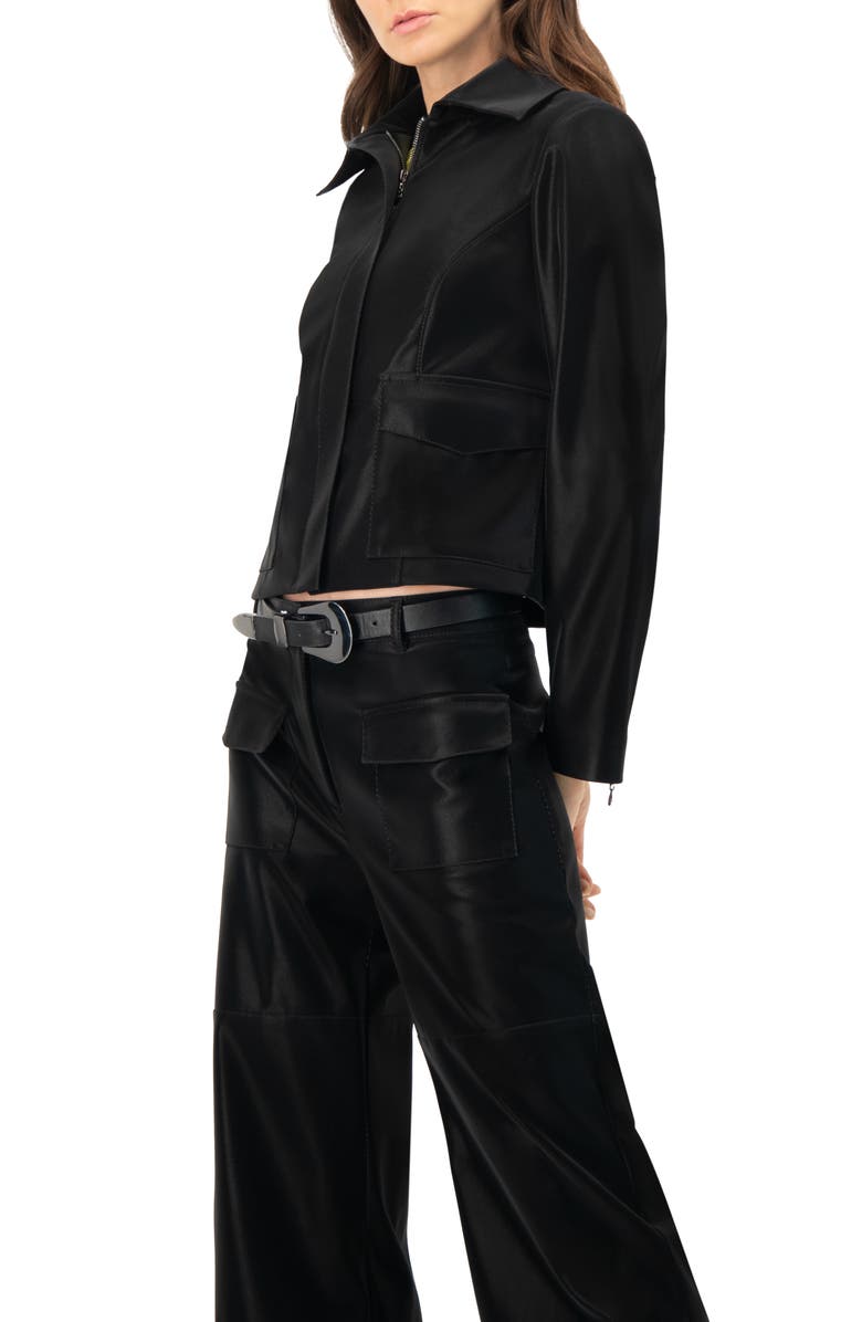 IVONNE High Shine Biker Jacket, Alternate, color, Black