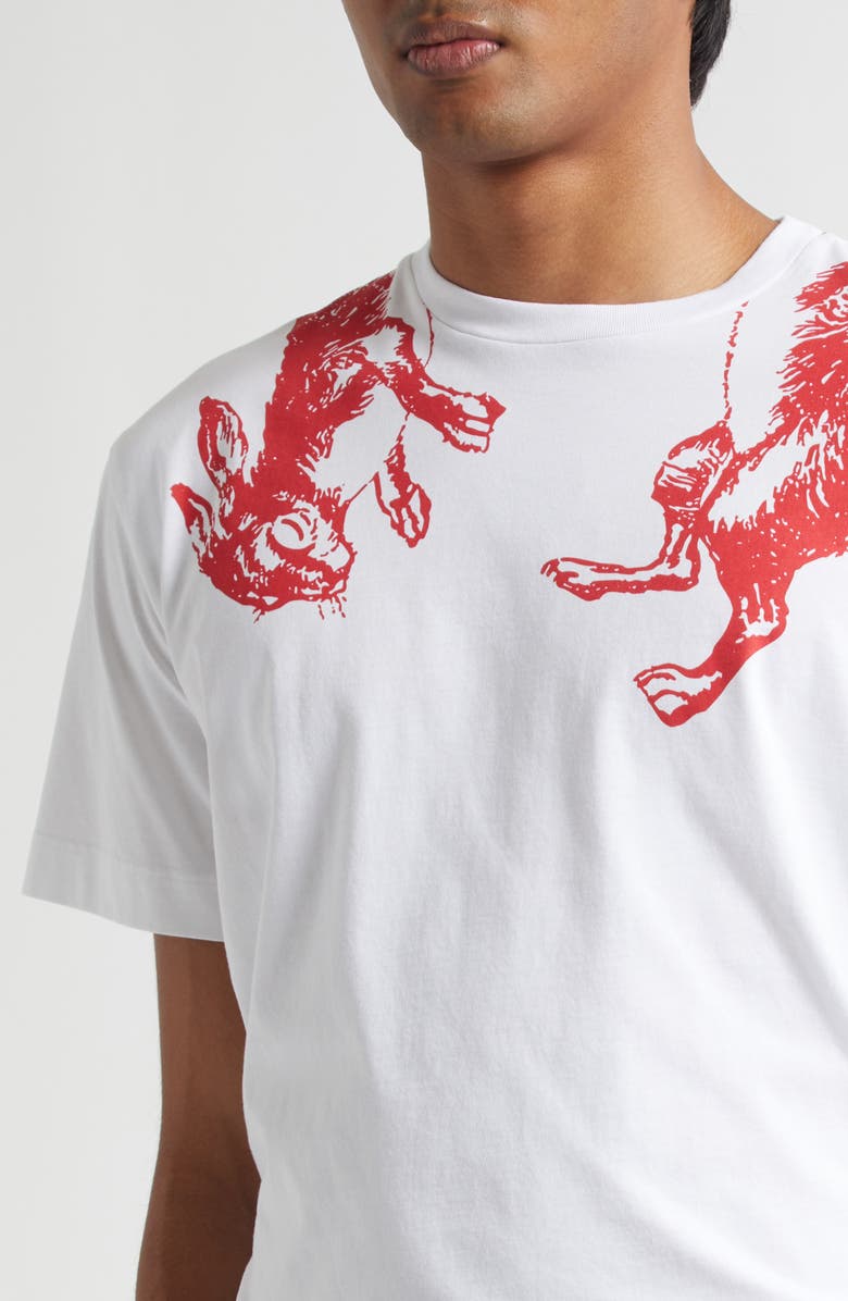 Simone Rocha Hare Illustration Graphic T-Shirt, Alternate, color, White/ Red
