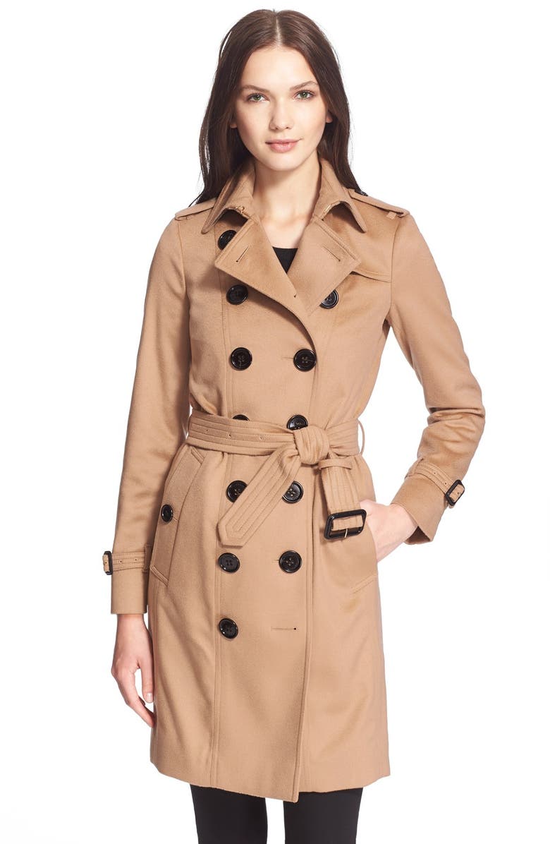 Burberry London Burberry London 'Sandringham' Long Slim Cashmere Trench Coat, Main, color, 