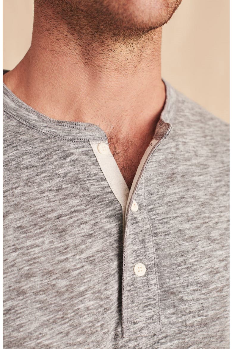Short Sleeve Heathered Cotton Blend Henley, Alternate, color, CHARCOAL