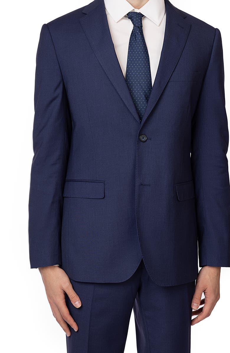 ZANETTI Navy Trim Fit Mélange Suit, Alternate, color, Navy