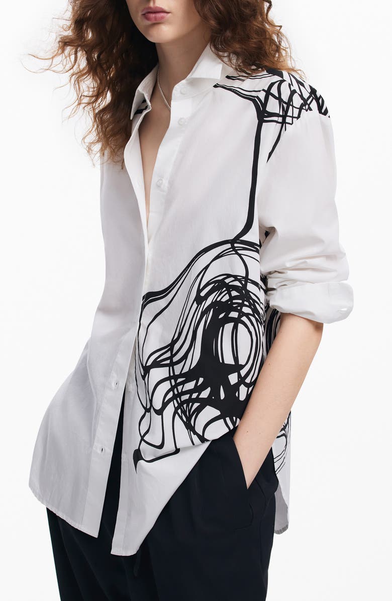 Desigual Cam Fukuoka Lacroix Button-Up Shirt, Main, color, 