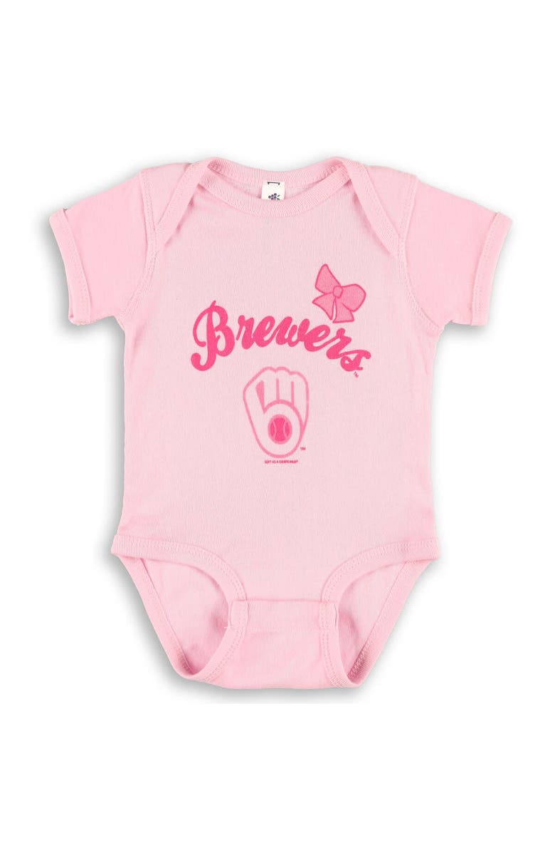 SOFT AS A GRAPE Infant Soft as a Grape Pink/Purple Milwaukee Brewers Rookie Creeper 3-Pack, Alternate, color, Pink