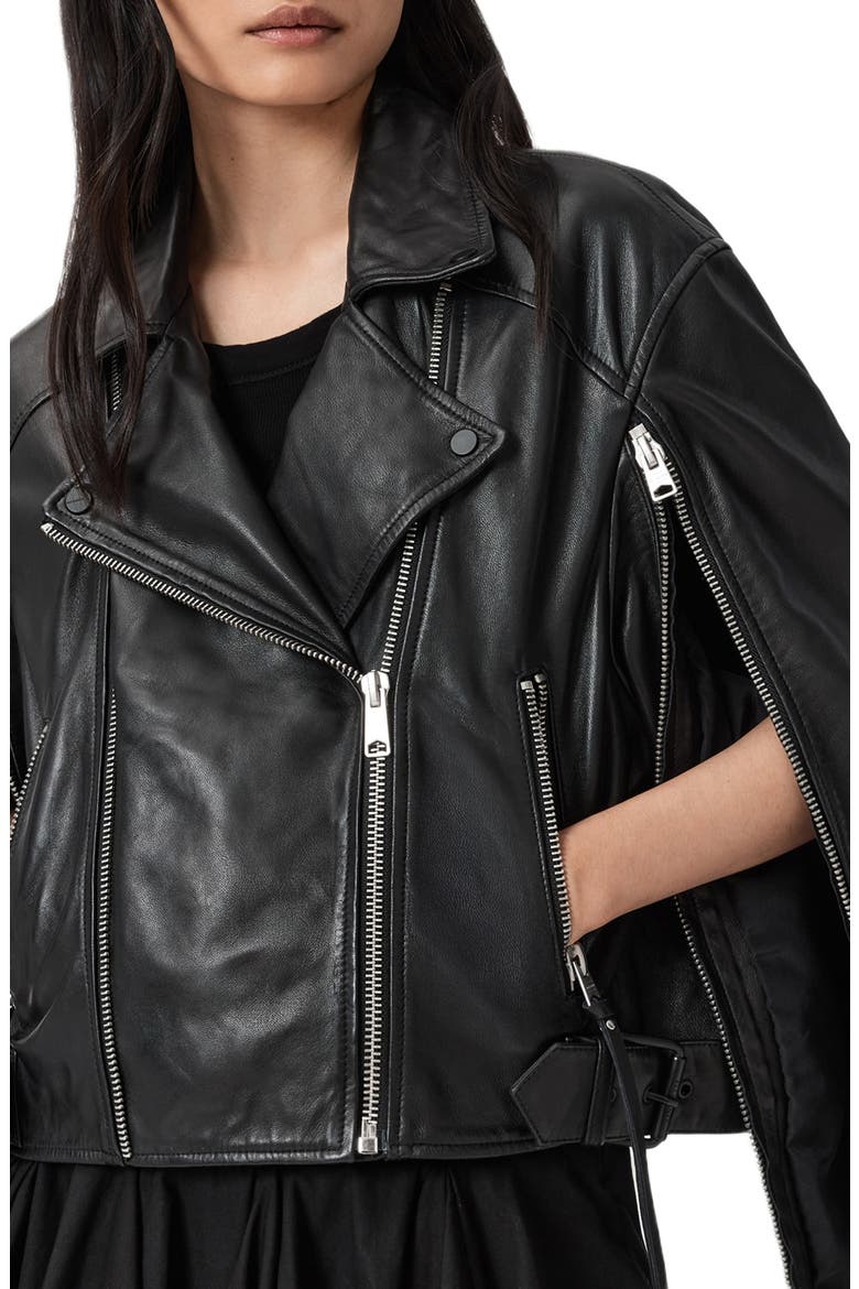 Masone Leather Biker Jacket, Alternate, color, BLACK