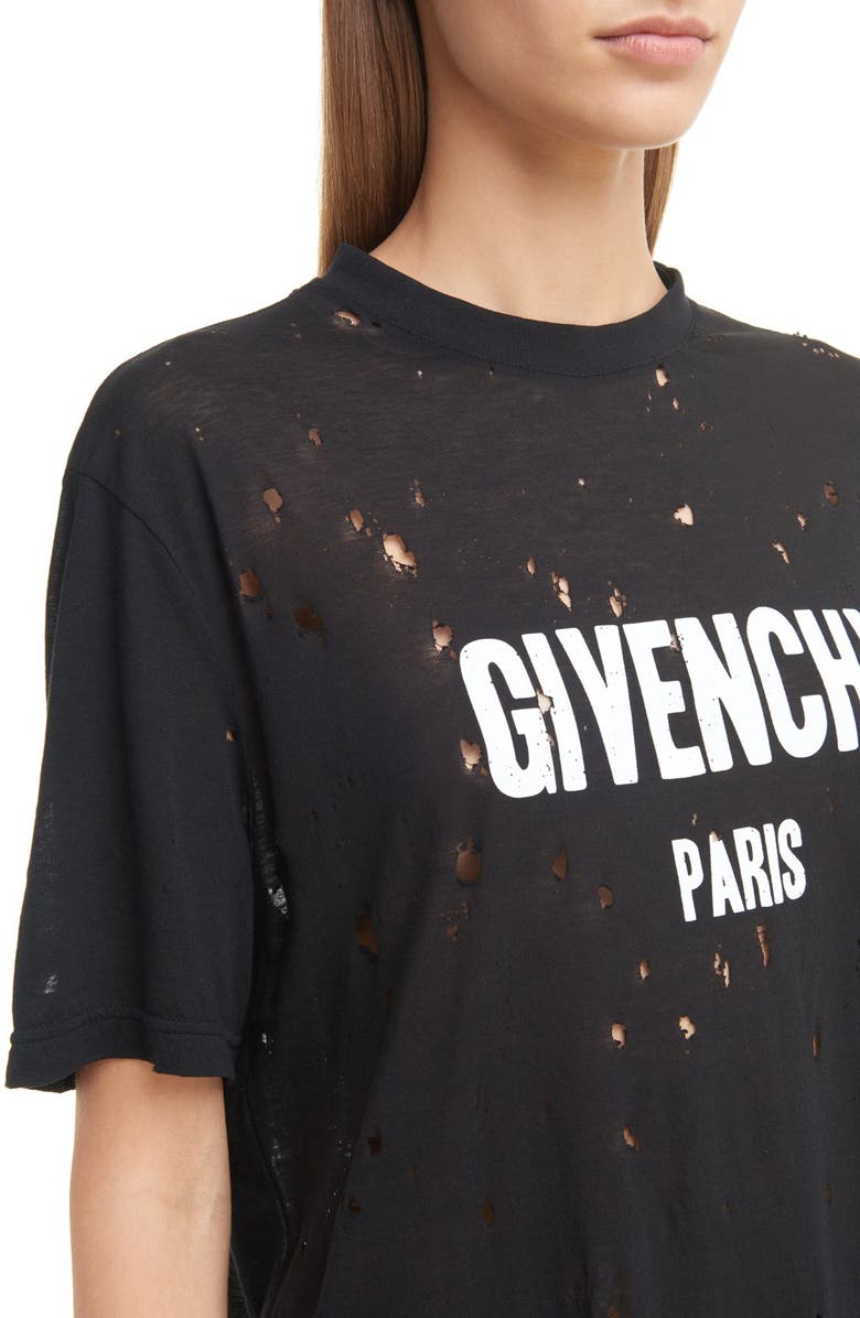 Givenchy Destroyed Logo Tee, Alternate, color,