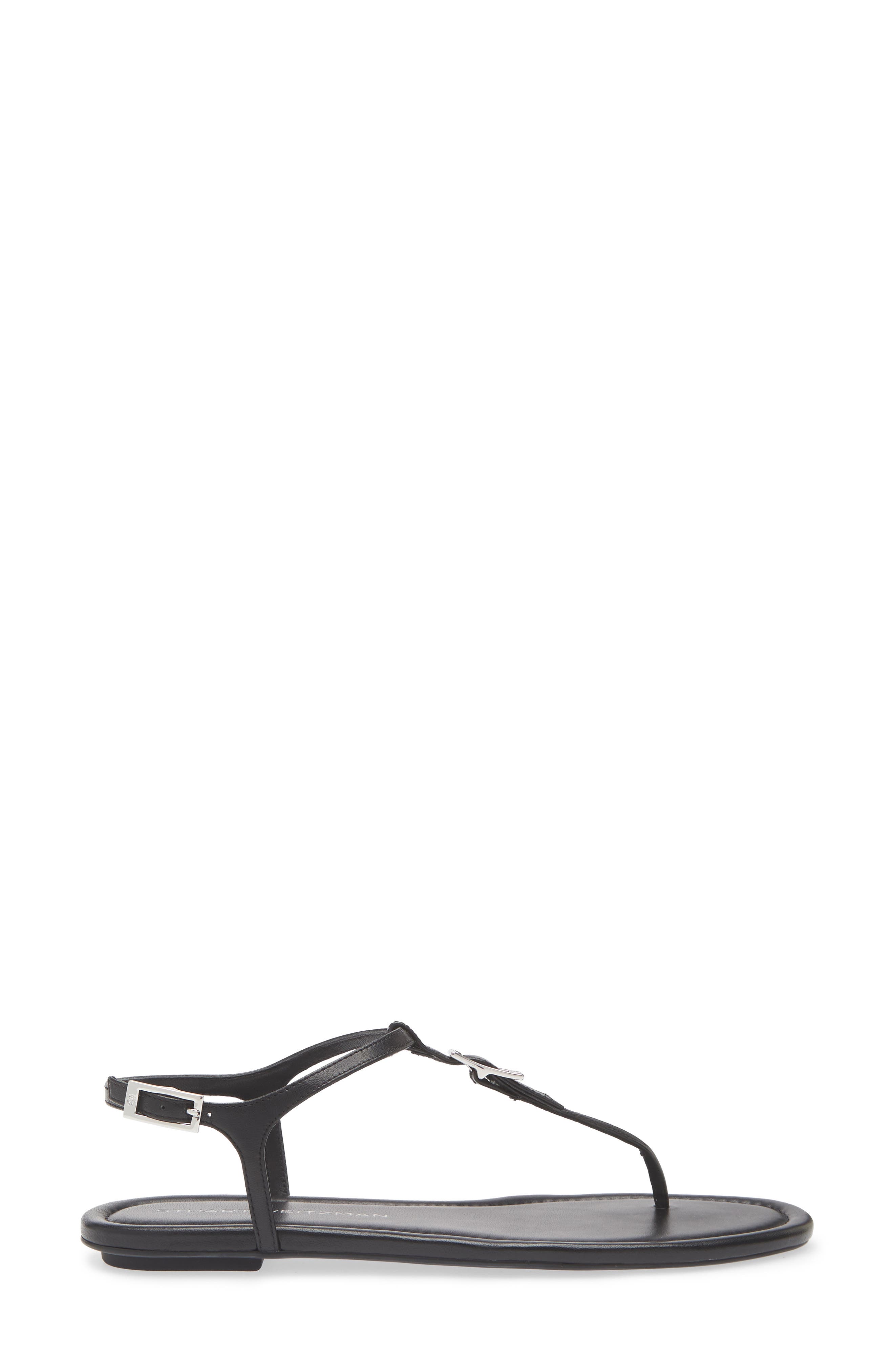 Stuart Weitzman Georgie T-Strap Sandal, Alternate, color, Black
