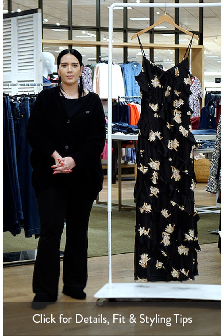 Ciao Floral Ruffle Satin Maxi Dress video