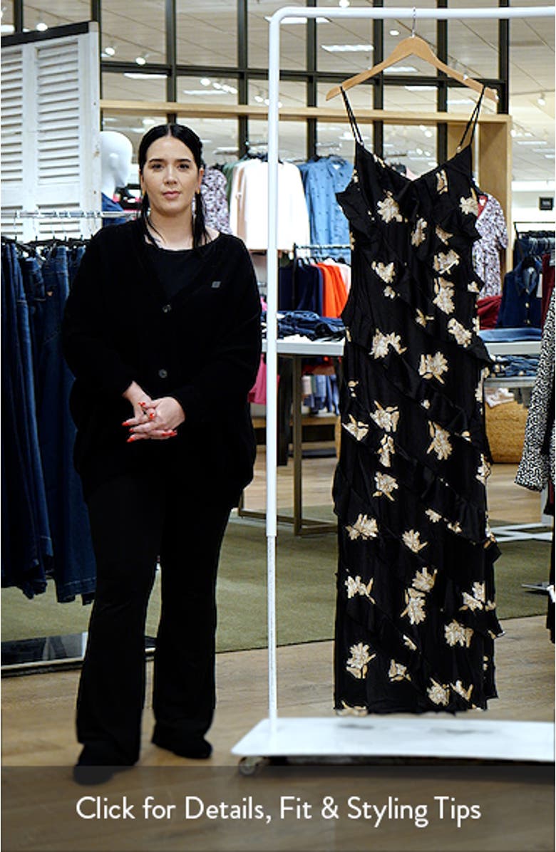 Ciao Floral Ruffle Satin Maxi Dress, sales video thumbnail