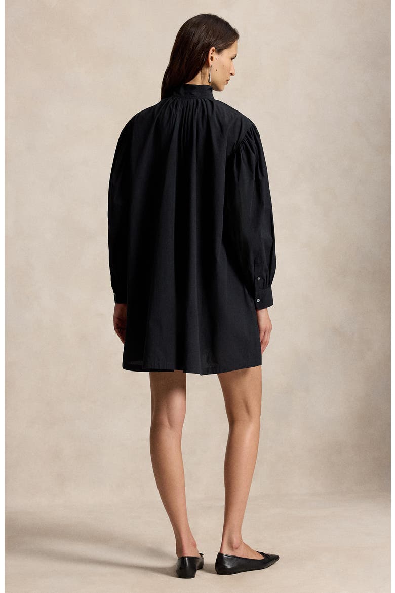Long Sleeve Cotton Minidress, Alternate, color, BLACK