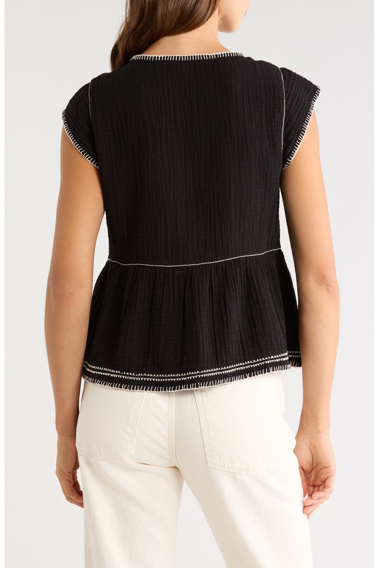 Embroidered Detail Cotton Tank, Alternate, color, 001 BLACK