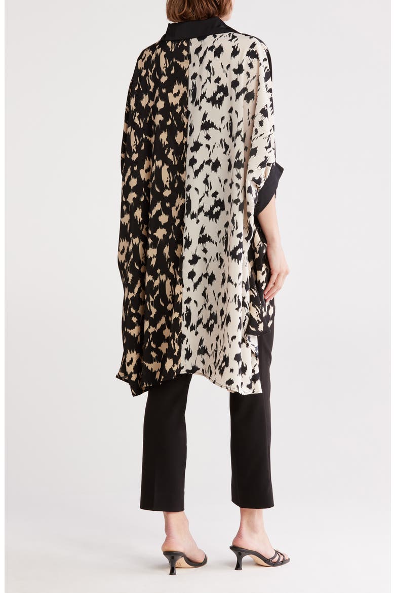 Oversize Two-Tone Button-Up Shirt, Alternate, color, BLACK
