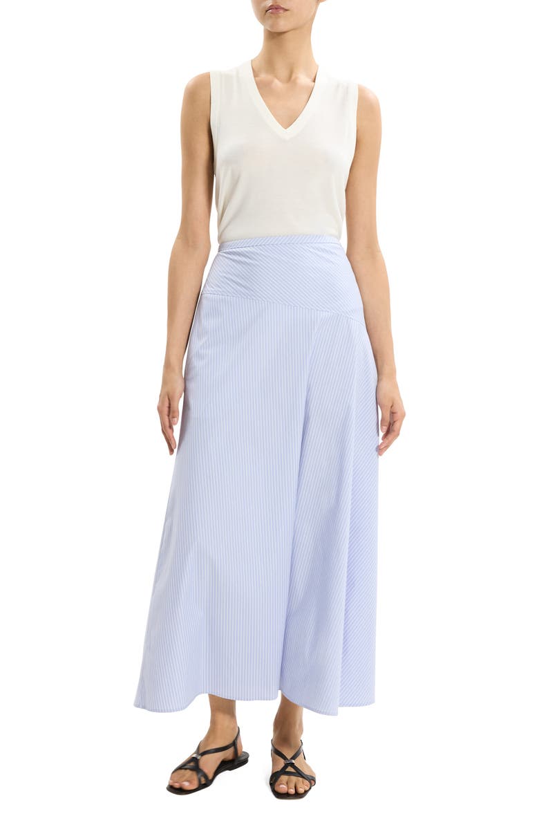 Theory Angled Yoke Stripe Skirt, Alternate, color, Blue Multi
