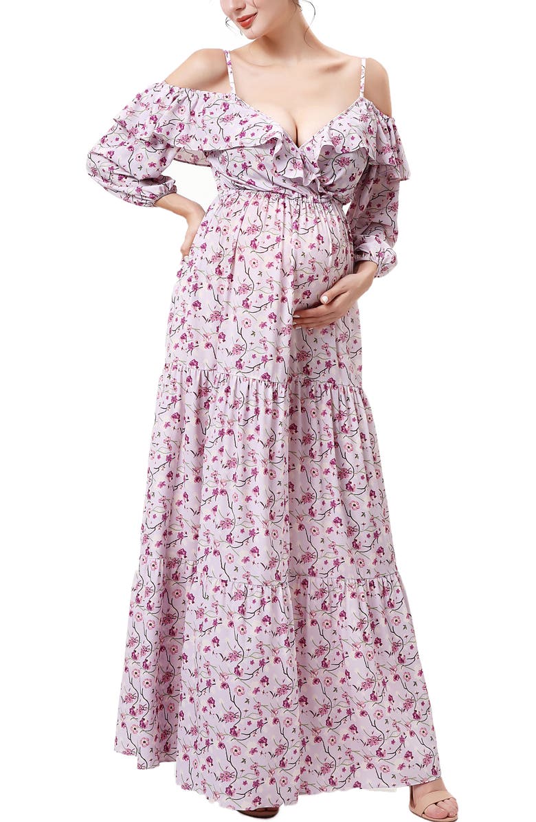 Kimi and Kai Raina Cold Shoulder Long Sleeve Maternity Dress, Alternate, color,