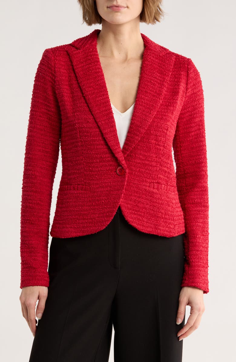 Amanda & Chelsea Bouclé Tweed Knit Blazer, Main, color, Red