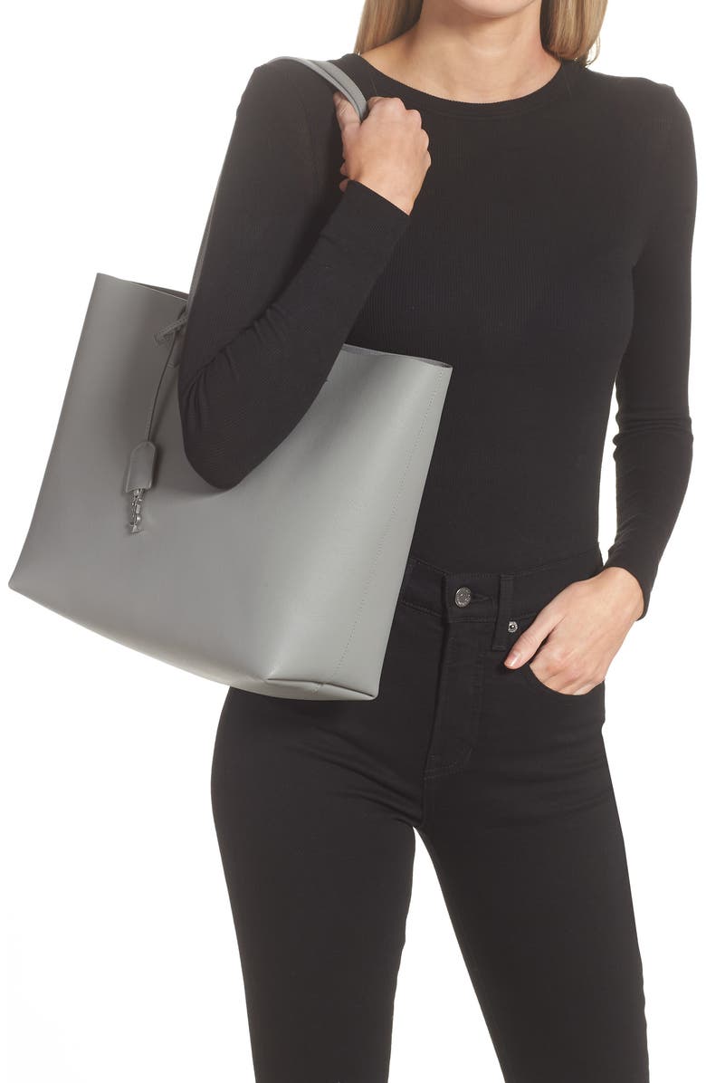 Saint Laurent Medium East/West Leather Shopping Tote, Alternate, color,