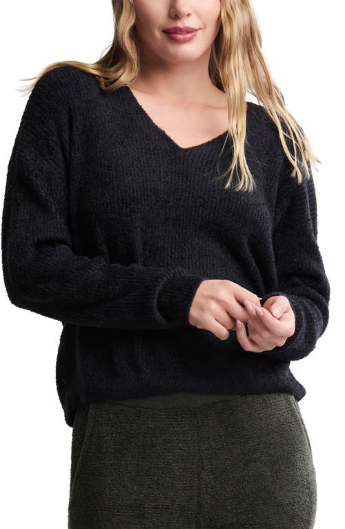 Barefoot Dreams Cozychic Lite® Rib Tie Back Top In Black