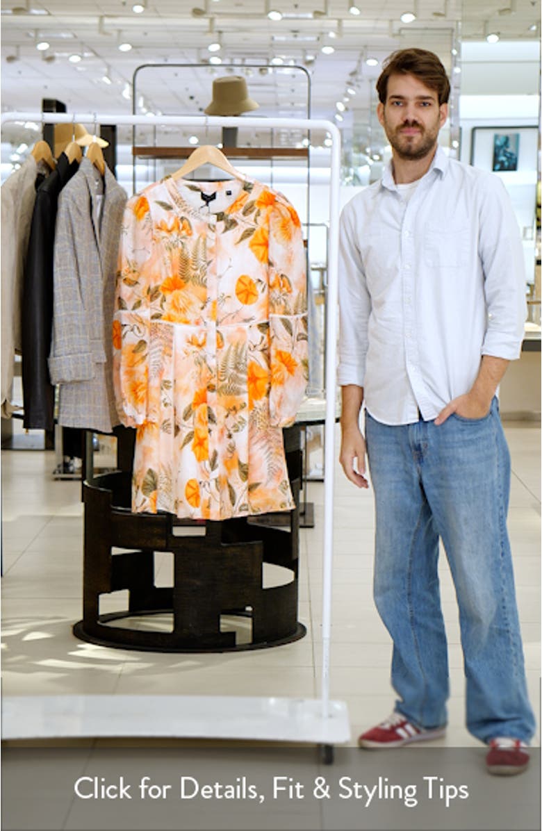 Floral Embroidered Long Sleeve Linen Button-Up Minidress, sales video thumbnail