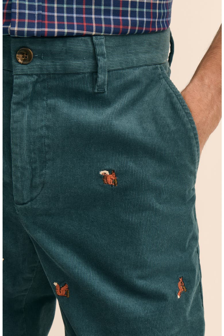 Embroidered Squirrel Motif Corduroy Straight Leg Pants, Alternate, color, STARGAZER