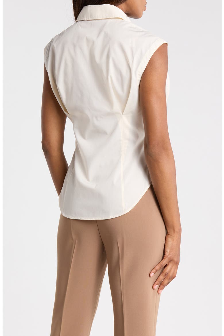 Cap Sleeve Cinched Poplin Shirt, Alternate, color, EGGSHELL