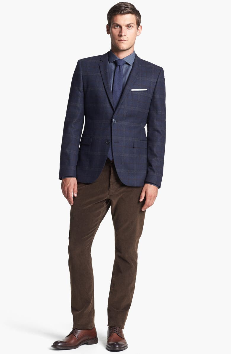 green emerald velvet dress Report Collection Men's 4-Way Houndstooth-Print Woven Dress Shirt - Navy