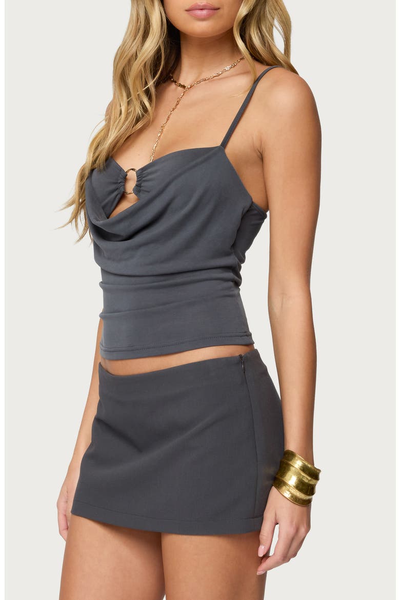 Layered Cowl Neck Camisole, Alternate, color, GRAY