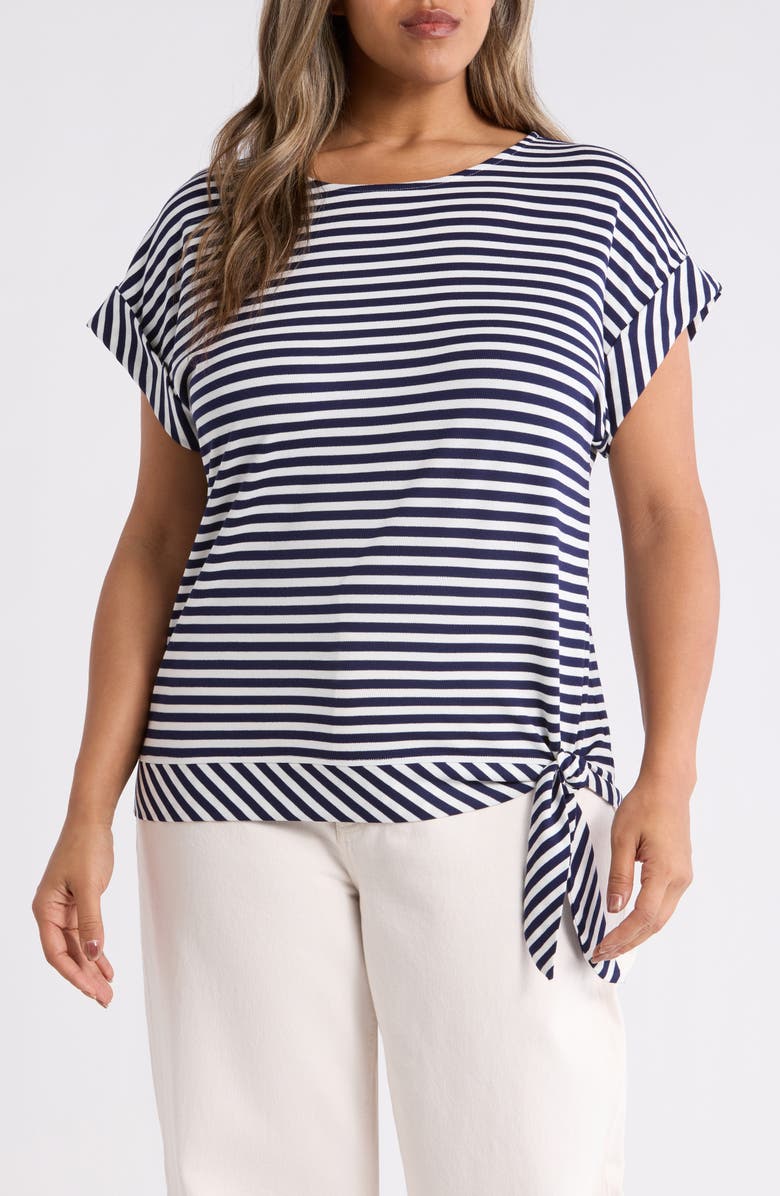 Jones New York Stripe Dolman Top, Main, color, Pacific Navy/ Natural White