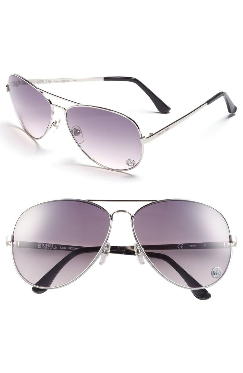 MICHAEL Michael Kors 'Lola' 63mm Aviator Sunglasses, Main, color,