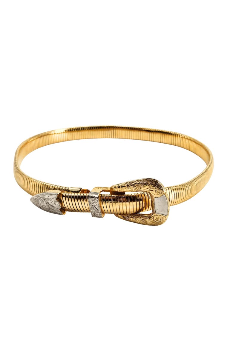 MADISON BEVERLY HILLS Vintage 1970's Western Snake Stretch Belt, Alternate, color, Gold