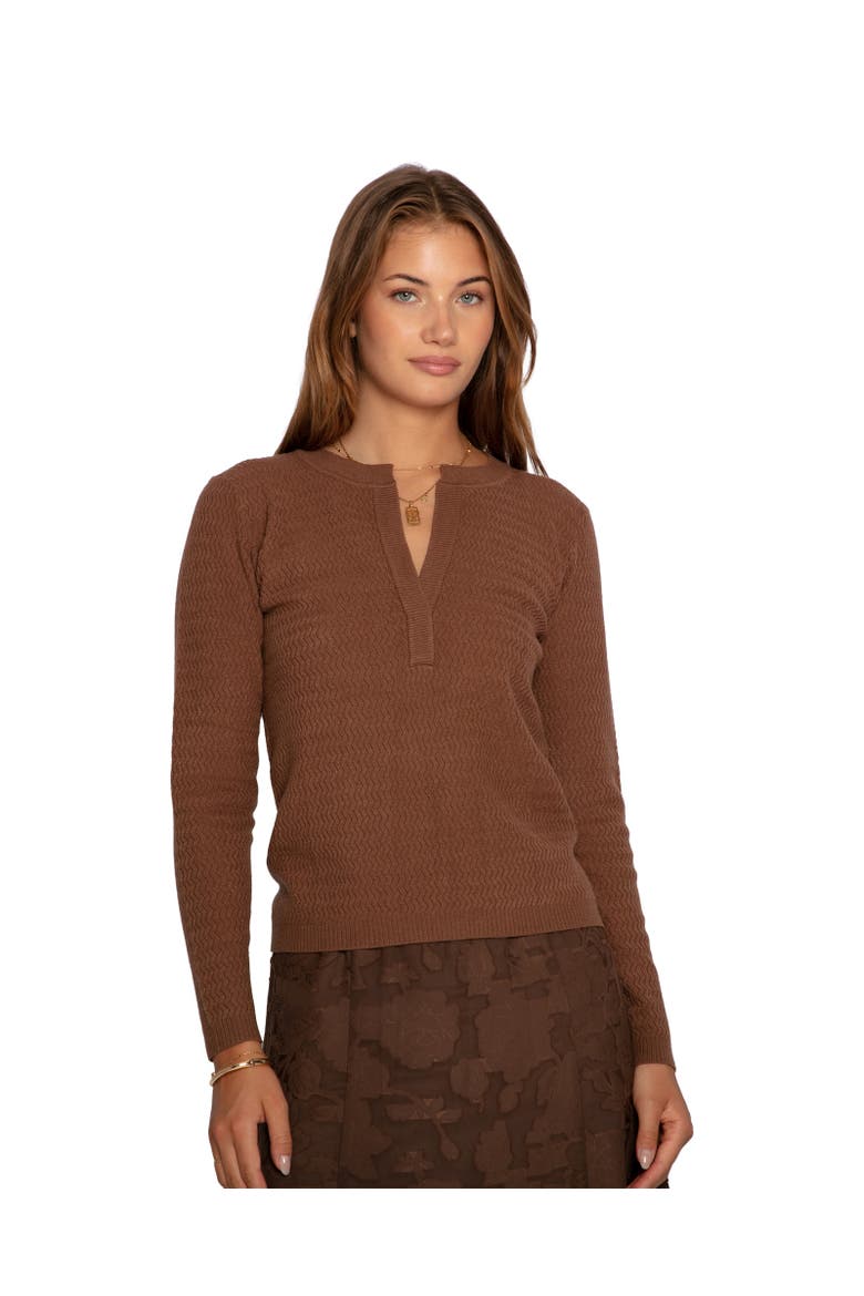 Frankie Textured Knitted Long Sleeve Top, Main, color, Dark Brown