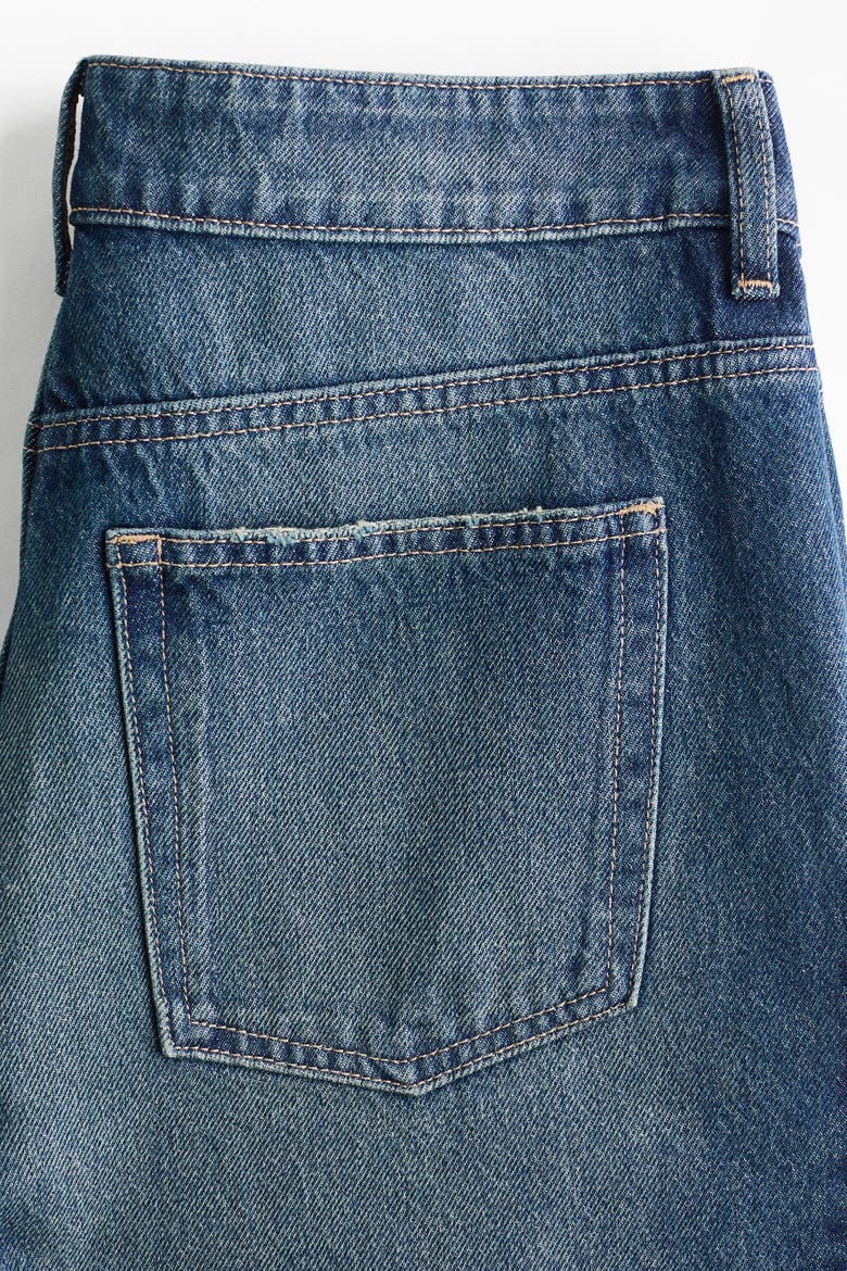 Barrel-leg Regular-waist Jeans, Alternate, color, Dark denim blue
