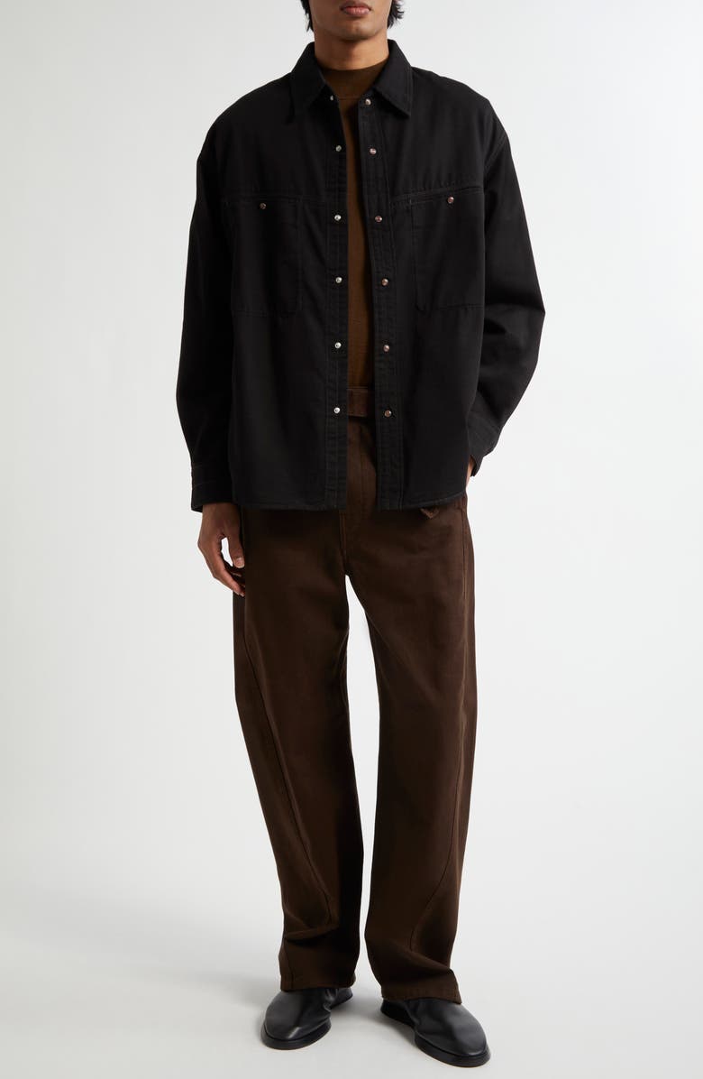 Lemaire Denim Snap-Up Shirt, Alternate, color, Black Bk999