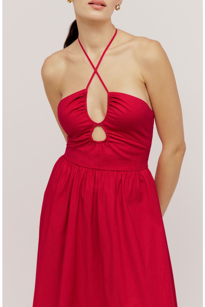 Stassie Halter Neck Dress, Alternate, color, CHERRY