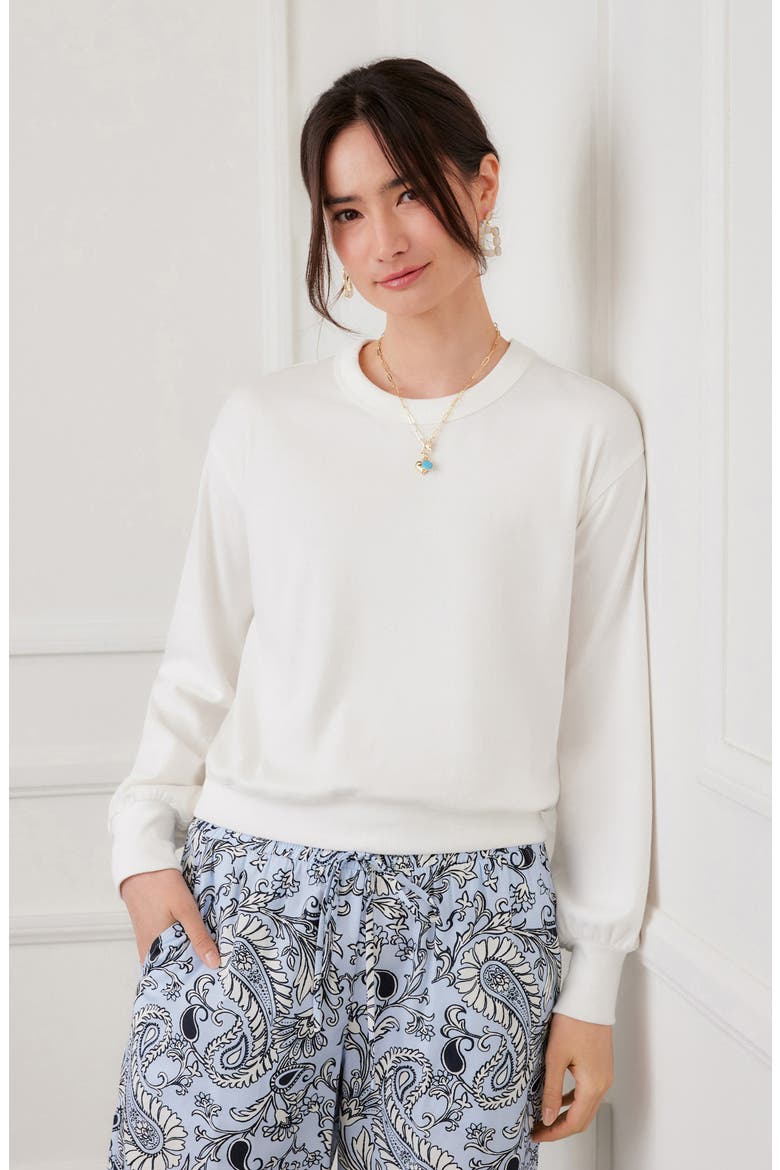Rib Trim Sweatshirt, Alternate, color, WHITE