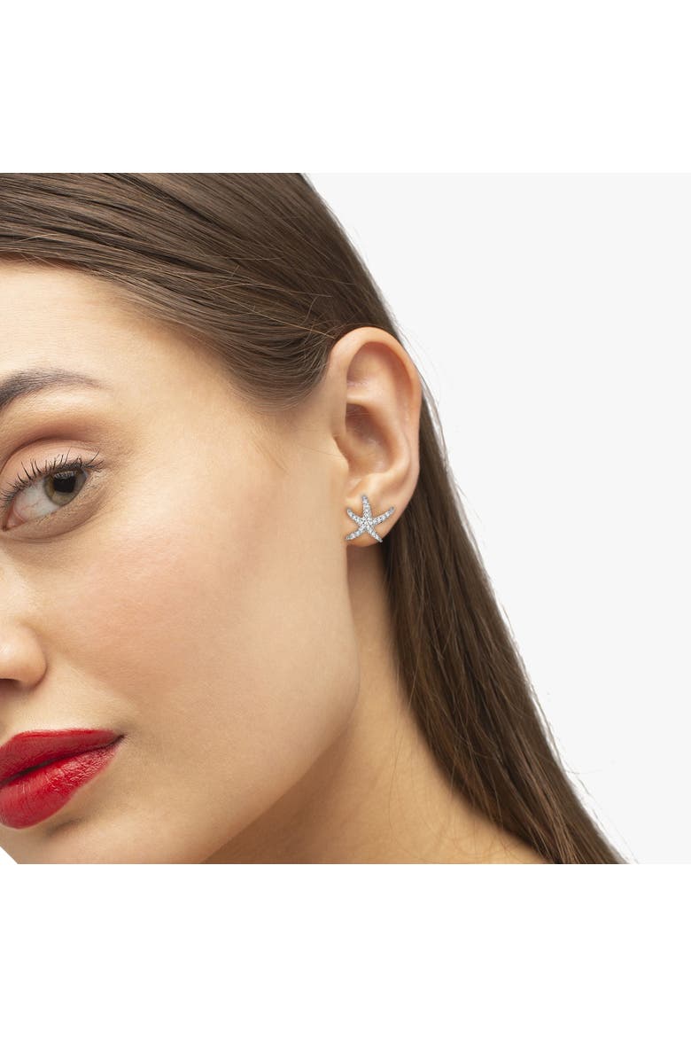 Diamond Starfish Earrings 14k, Alternate, color, diamonds