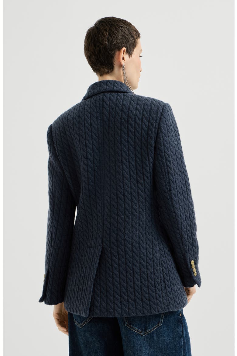Cashmere cable knit blazer with monili, Alternate, color, Blue