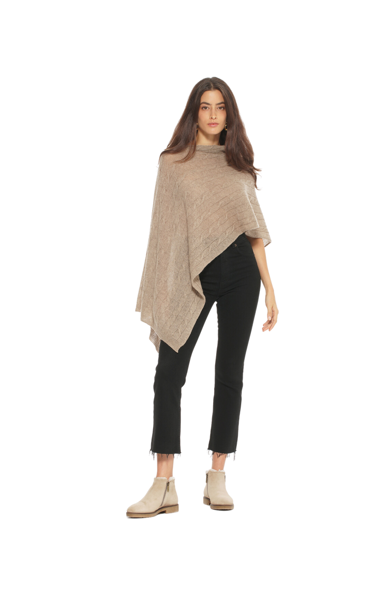 Monticelli Cashmere Pure Cashmere Textured Knit Poncho, Alternate, color, Light Gray