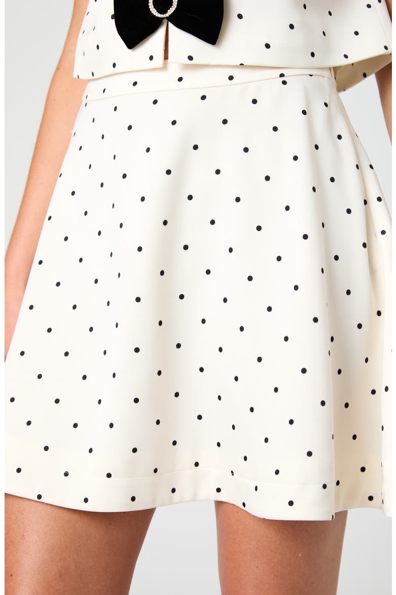 Maelys Stretch Satin Polka Dot Miniskirt, Main, color, PICCOLA POLKA DOT