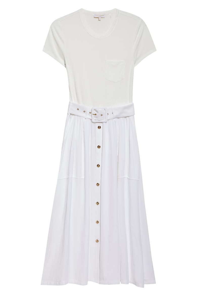 Sylvie Mixed Media Cotton Blend Dress, Alternate, color, IVORY