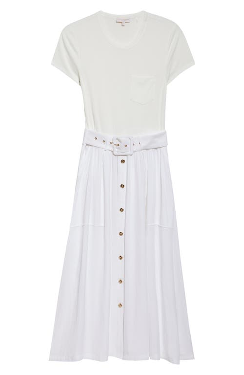 Shop Ramy Brook Sylvie Mixed Media Cotton Blend Dress In Ivory