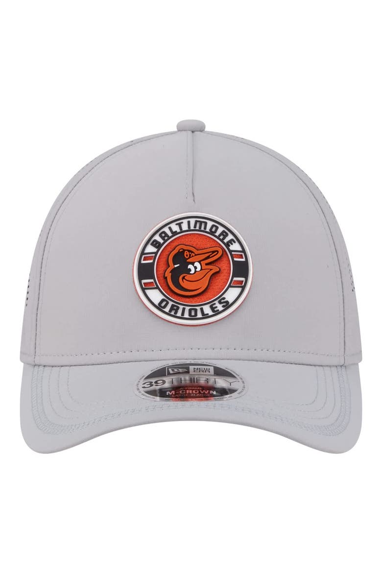 Men's New Era Gray Baltimore Orioles Patch 39THIRTY A-Frame M-Crown Perforated Flex Hat, Alternate, color, Gray