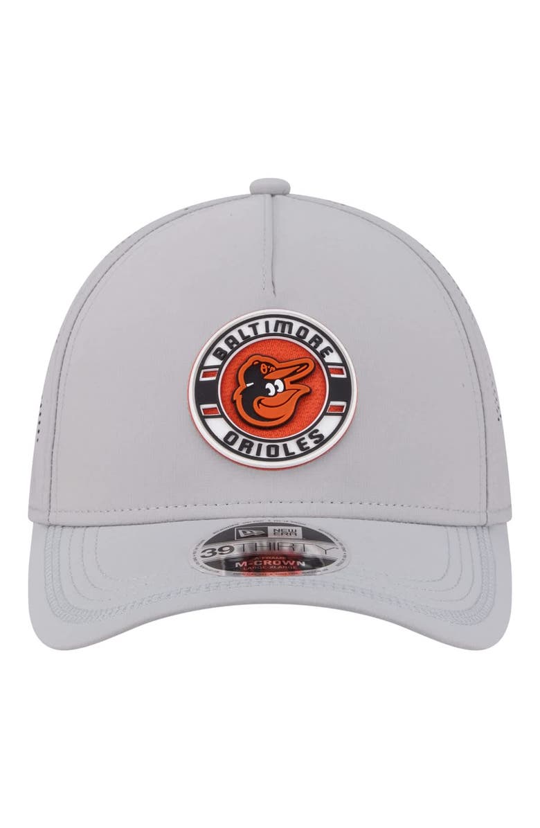 New Era Men's New Era Gray Baltimore Orioles Patch 39THIRTY A-Frame M-Crown Perforated Flex Hat, Alternate, color, Gray