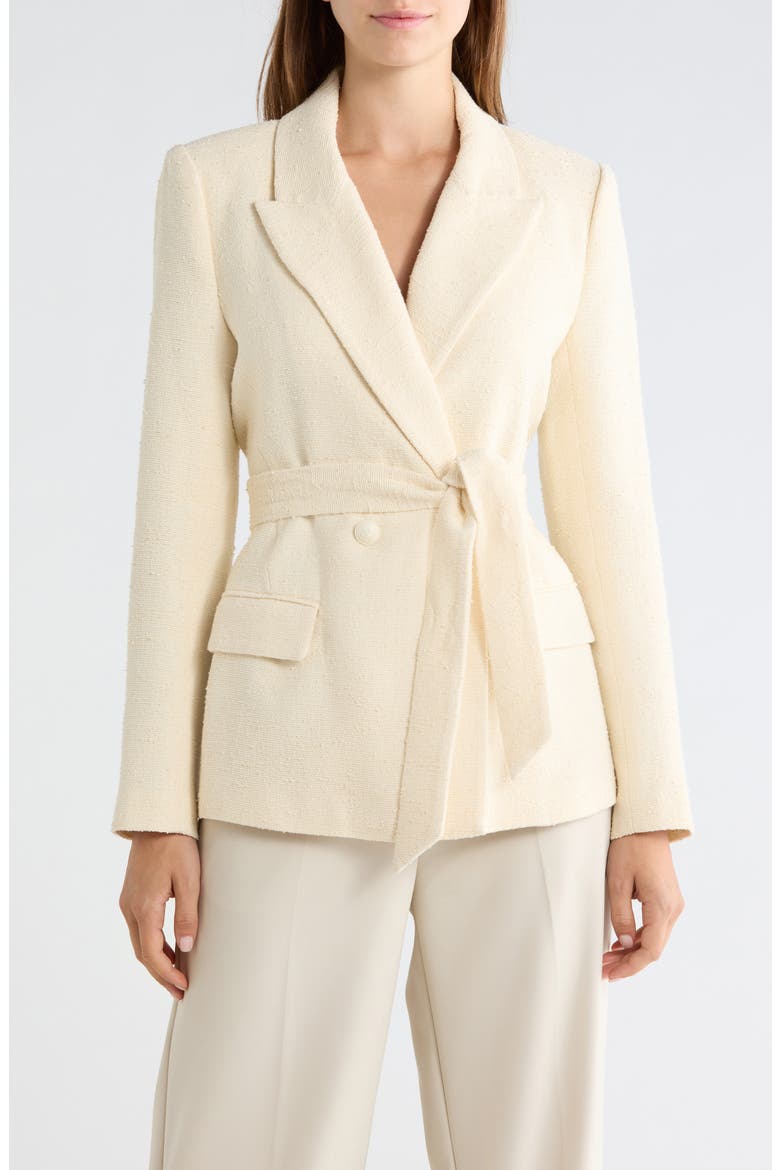 Jordana Wrap Belted Blazer, Main, color, LIGHT PEARL/ MULTI TASSEL