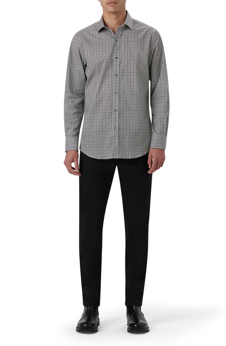 Bugatchi Julian Shaped Fit Chain Link Print Stretch Cotton Button-Up Shirt, Alternate, color,