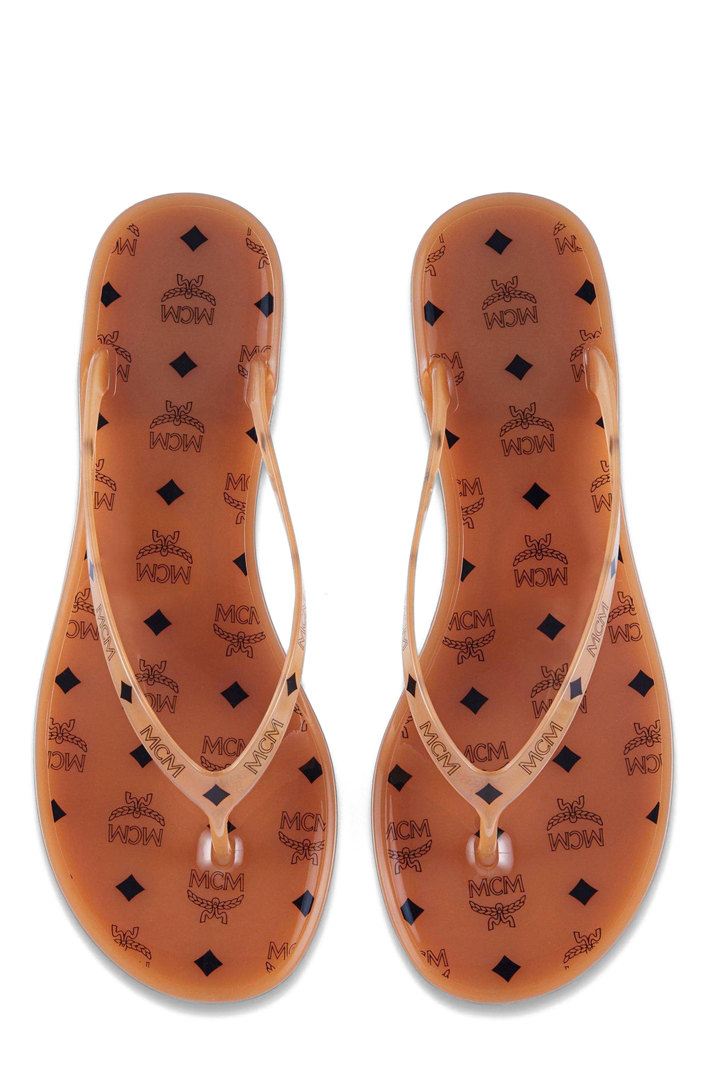 MCM Monogram Jelly Thong Sandals, Alternate, color, 