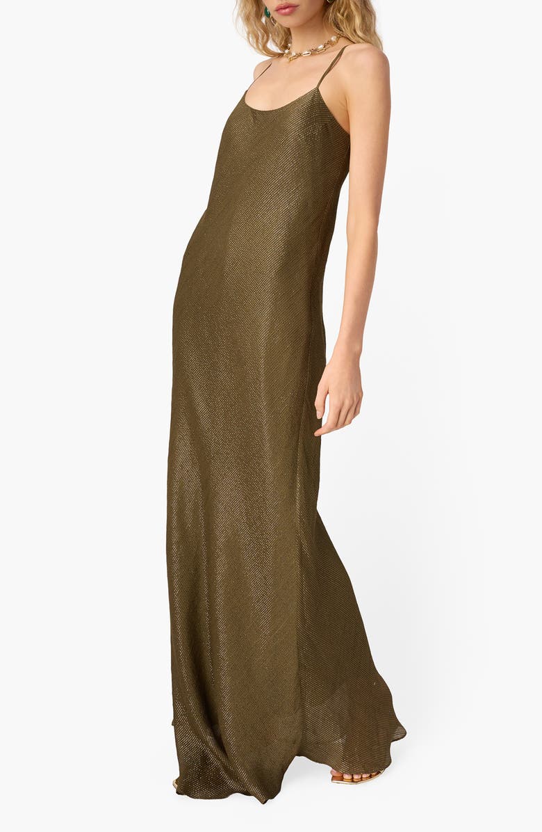 CAMI NYC Luanna Metallic Chiffon Maxi Dress, Alternate, color, Grove