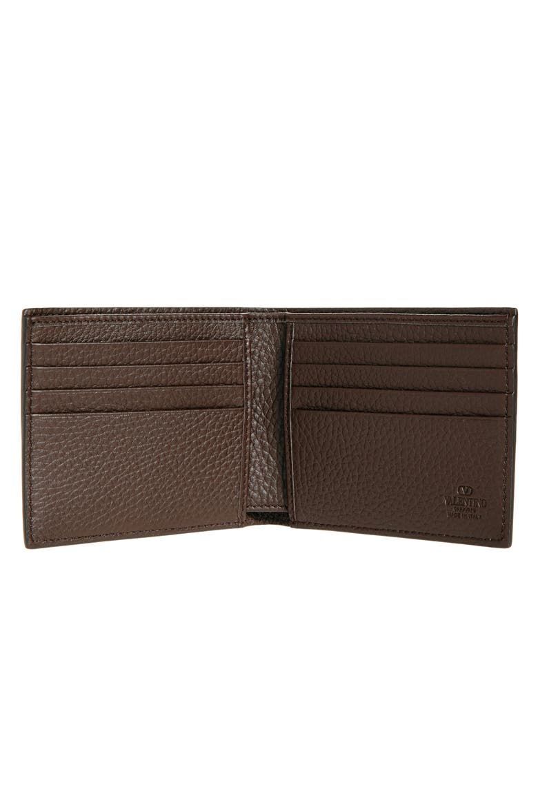 VLOGO Signature Bifold Perforated Leather Wallet, Alternate, color, DARK BROWN