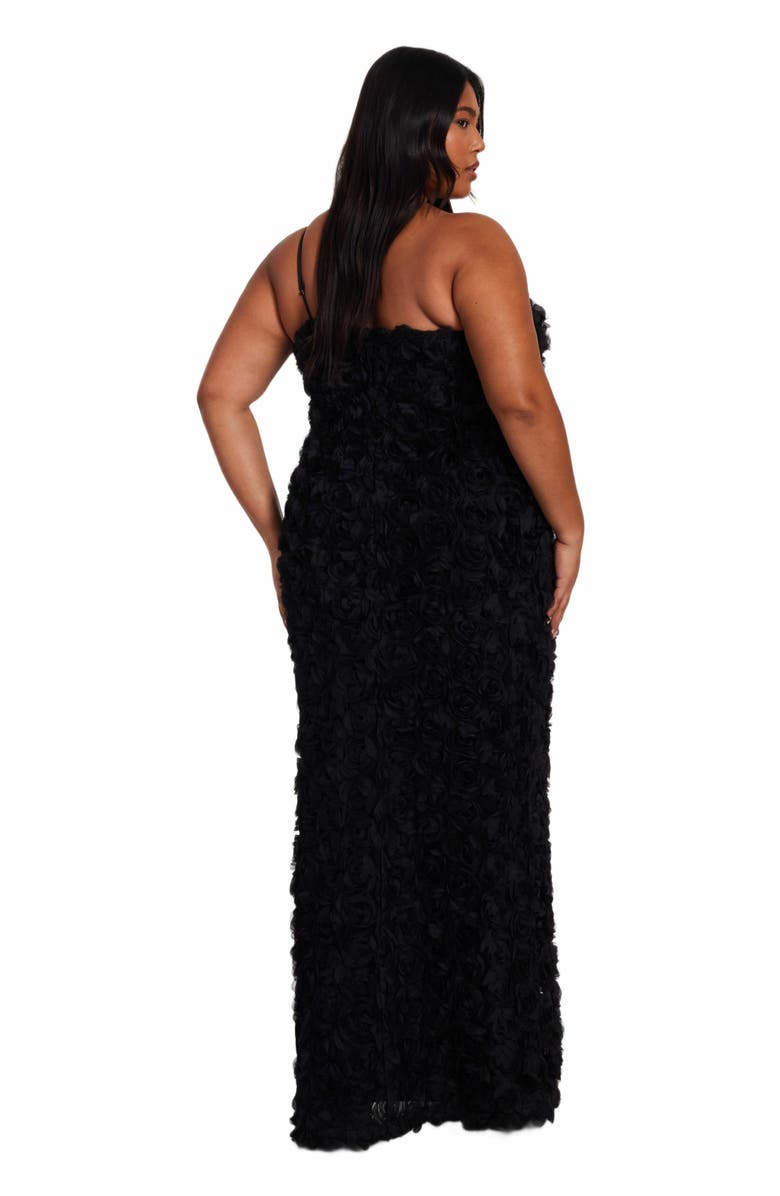 QUIZ Plus Size Cut Out 3D Floral Maxi Dress, Alternate, color, 