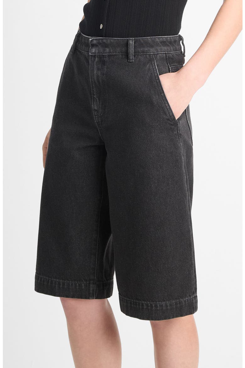 Longline Denim Shorts, Alternate, color, WASHED BLACK