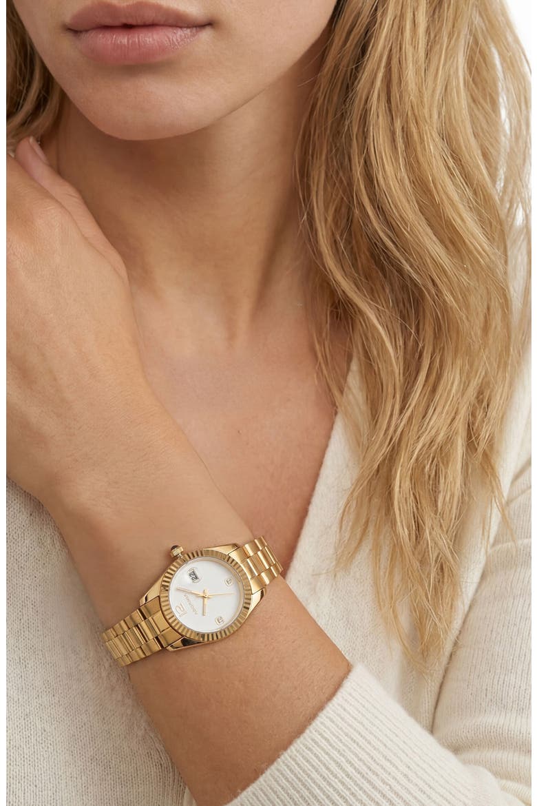 Rome Bracelet Watch, 28mm, Alternate, color, GOLD/ WHITE