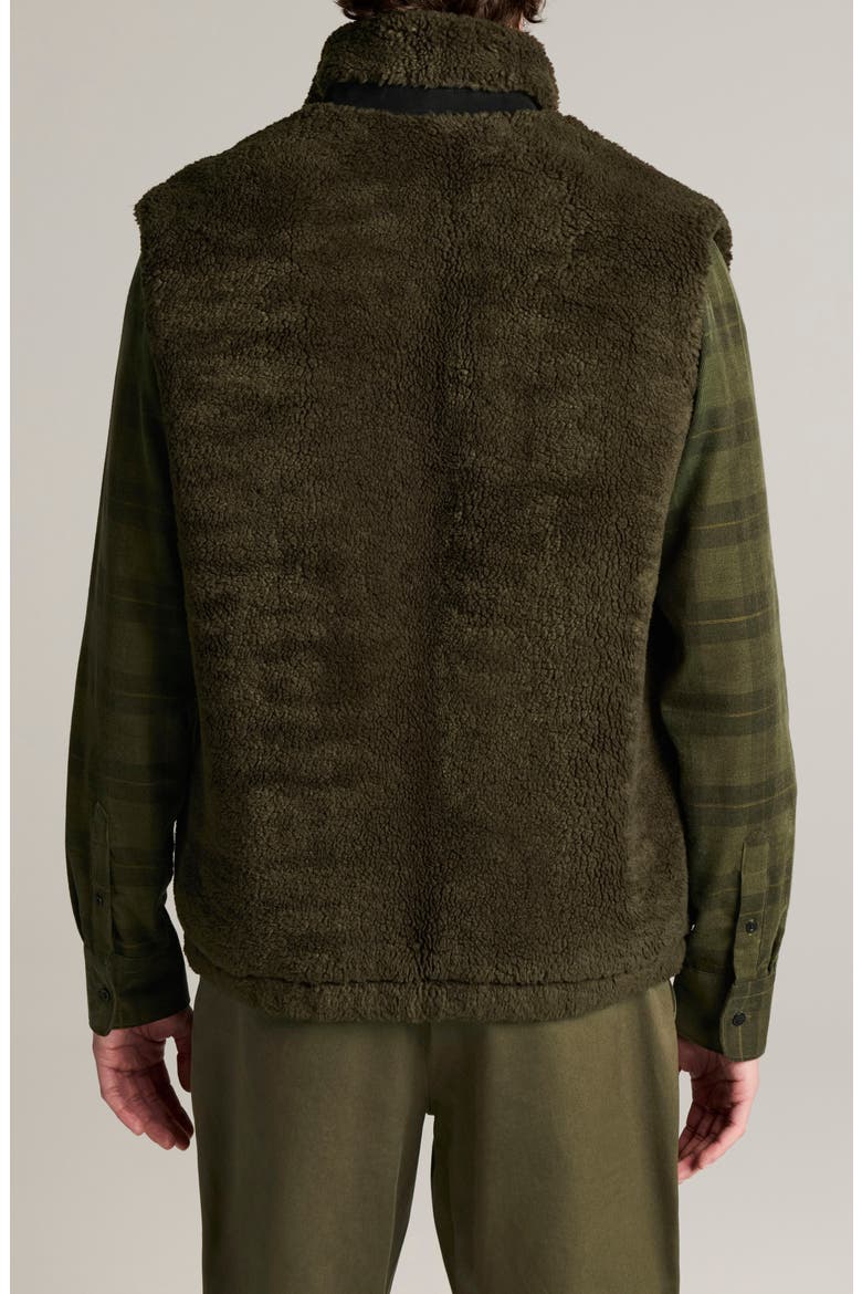 Faux Fur Sherpa Zip Vest, Alternate, color, DARK LEAF